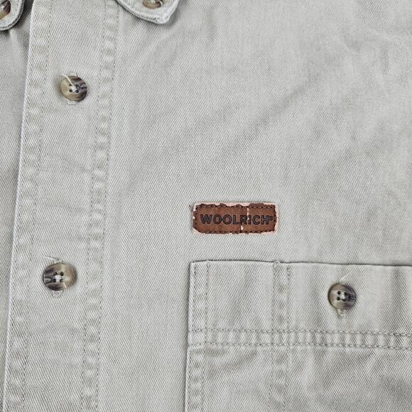 Woolrich Shooting Shirt Men's L-Tall Khaki/Green Button-Up Hunting Long-Sleeve - Picture 2 of 8